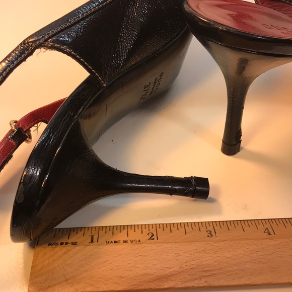 Gucci Black SlingBack OpenToe Leather Heels Sz 7.5 - Picture 7 of 8